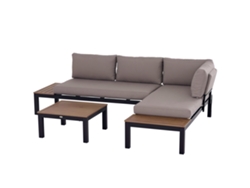 Set Muebles Jardín 3 Personas Mesa Auxiliar Sofá Cojines Aluminio Exterior 164x74x69 Cm