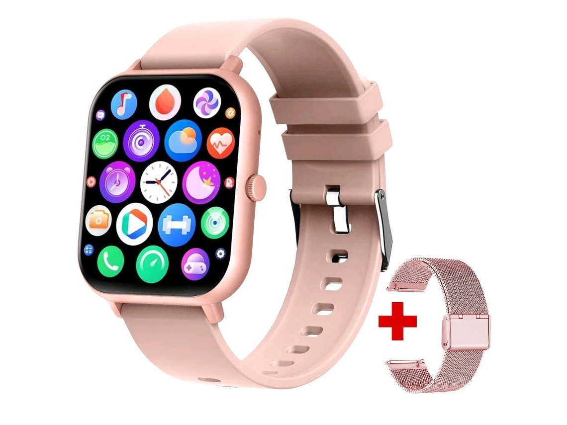 Reloj inteligente con monitorización de frecuencia cardíaca y oxígeno en sangre, resistente al agua, llamadas Bluetooth, ZL54CJ, malla rosa y silicona