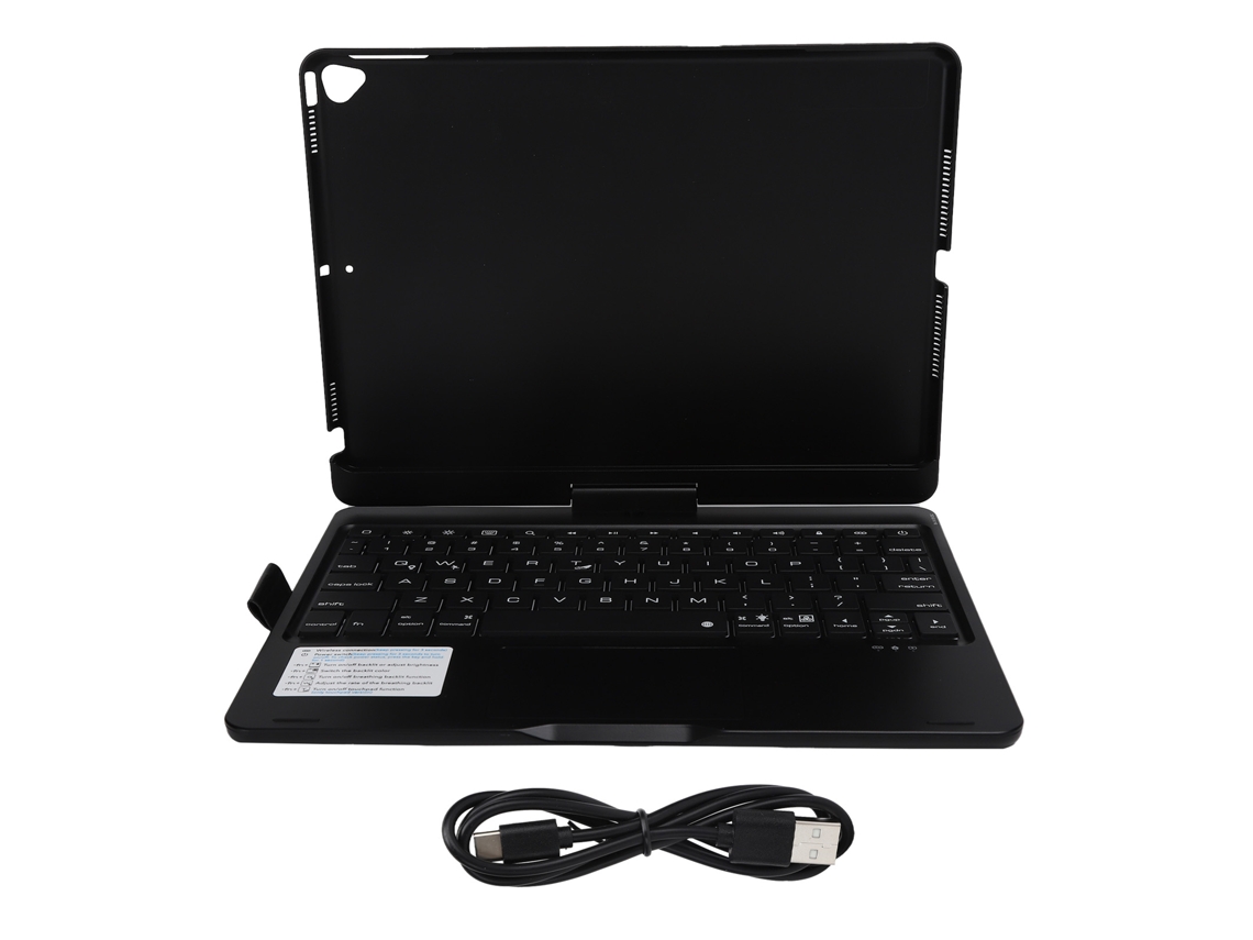 Teclado Inalámbrico Bluetooth Plegable Con Funda, Rotación De 360° Para Tabletas Ios, Negro.