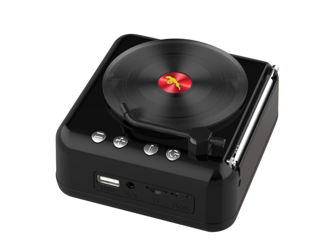 Caixa De Som Bluetooth Vinil Retrô Com Rádio Fm Hifi Estéreo Portátil Wireless