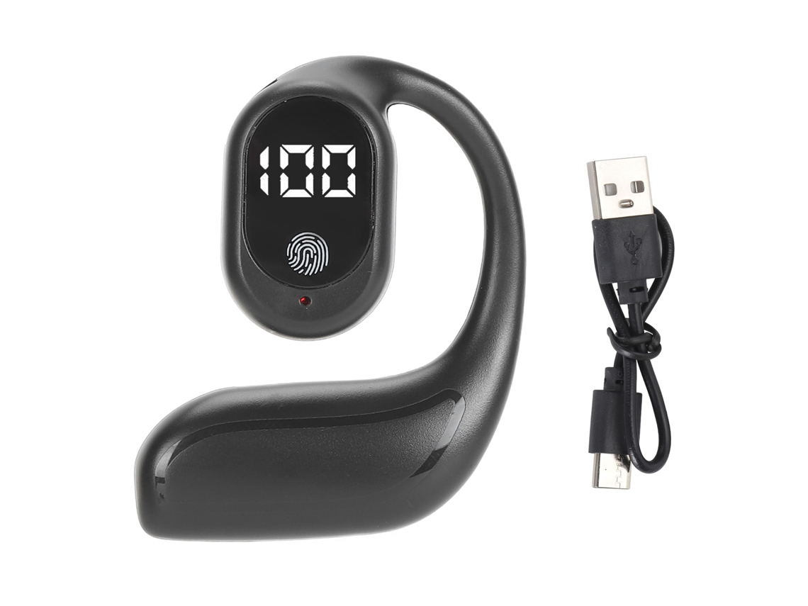 Auriculares Bluetooth Mono Con Diseño De Oído Abierto, Bt 5.3, Reducción De Ruido Estéreo, Auriculares Deportivos Inalámbricos Negros