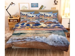 Funda de Edredón AJ WALLPAPER 3D Paisaje de puesta de sol de mar 18 (175 x 200cm)
