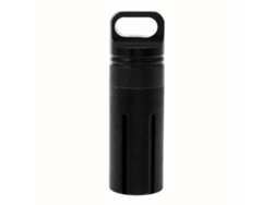 Contenedor de almacenamiento impermeable de aleación de aluminio CNC para exteriores, frasco sellado de supervivencia Eioororriy (negro)