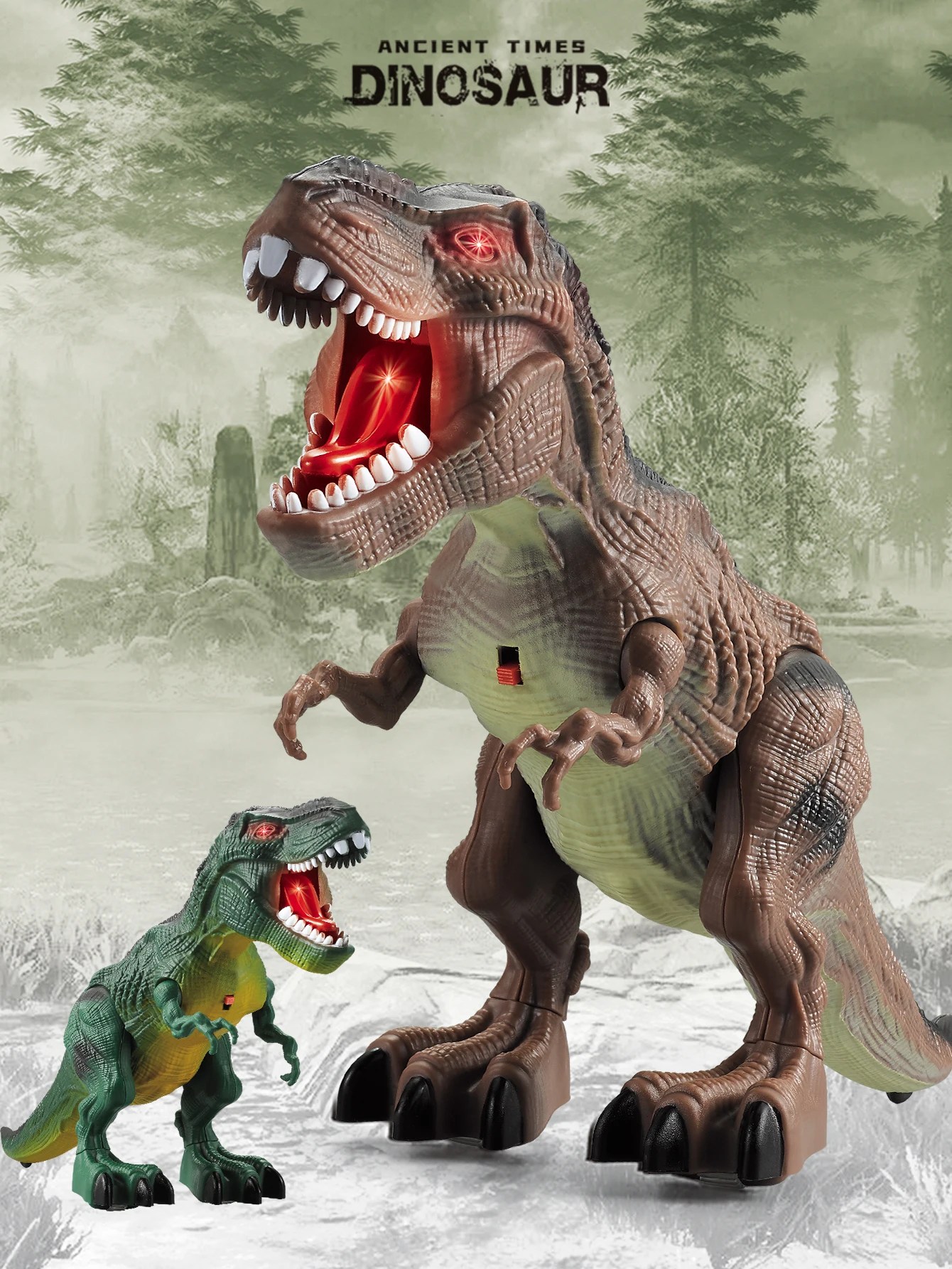 Dinosaurio de juguete con control remoto, Tyrannosaurus Rex realista, modelo robótico, regalo MDUG (marrón)