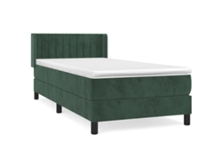 Estructura De Cama Con Muelles/Colchón 90X190 Cm Terciopelo Verde Oscuro