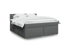 Cama Box Spring Con Colchón Tela Gris Oscuro 180x200 Cm