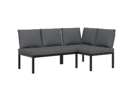 Conjunto 2 de sofás de jardín con cojines VIDAXL aluminio negro