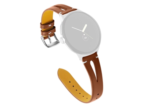 Correa de piel auténtica hueco con conector negro para Google Pixel Watch - castaño