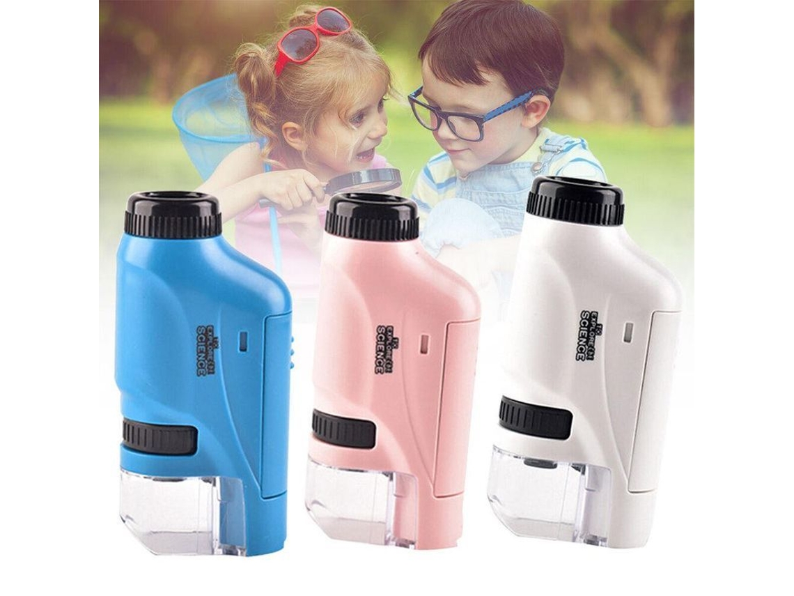 2026-microscopio De Bolsillo Para Niños 60x-120x Con Luz Led Aumento Ajustable Manual Azul
