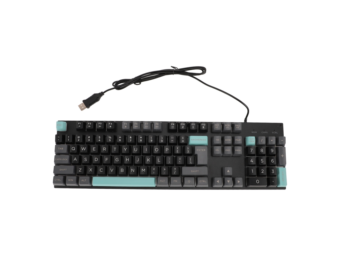 Teclado para juegos con cable, panel metálico, letras retroiluminadas grandes, USB, para ordenador/portátil, color negro estrellado.