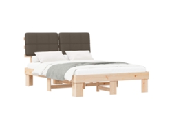 Cama De Matrimonio | Cama Para Adultos | Estructura De Cama Con Cabecera Tapizada Taupé 160 X 200 Cm