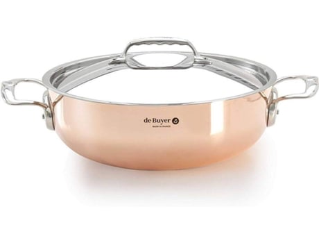Olla Baja con Asas en Cobre y Acero Inoxidable DE BUYER 28 cm