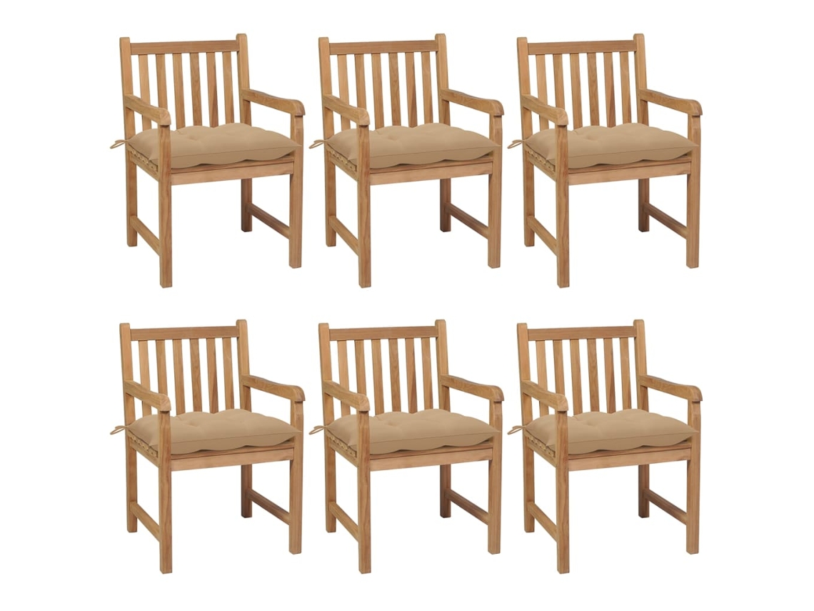 Sillas de jardín DKD Home Decor de 6 piezas con cojines beige
