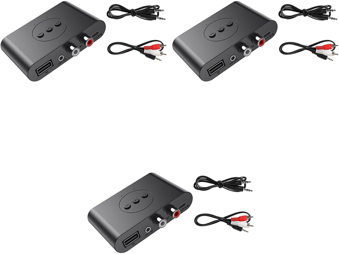 3 Receptores De Audio Bluetooth 5.2 Con Conector Rca Y Entrada Auxiliar De 3,5 Mm, Adaptador De Música Estéreo Sin