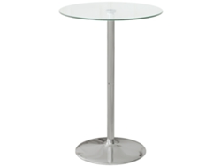 Mesa Alta Redonda Tipo Bar Para Cocina, Con Tablero De Vidrio Templado Y Base De Acero Transparente.