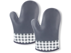 Guantes de cocina resistentes al calor hasta 300 °C, de silicona antideslizante, impermeables, 1 par, color gris.