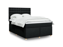 Cama Box Spring Con Colchón Tela Negro 160x200 Cm