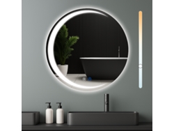 Espejo de baño redondo con luz LED, IP44, 70 cm, control táctil, NETTLIFE