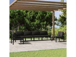 Conjunto de muebles de jardín con cojines de aluminio antracita, Dkd Home Decor