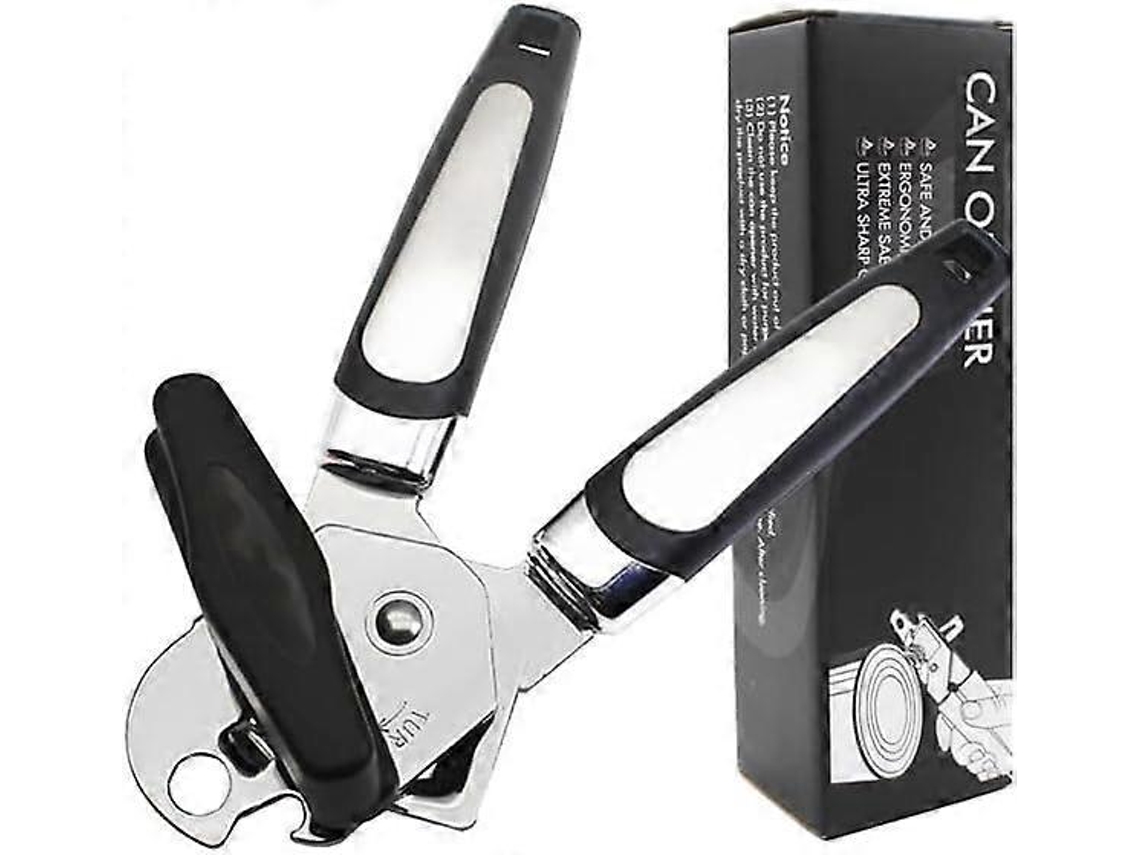 Abrelatas manual Zengo con hoja duradera de acero inoxidable y mango cómodo para personas mayores con artritis, en color negro. Nostalgia88
