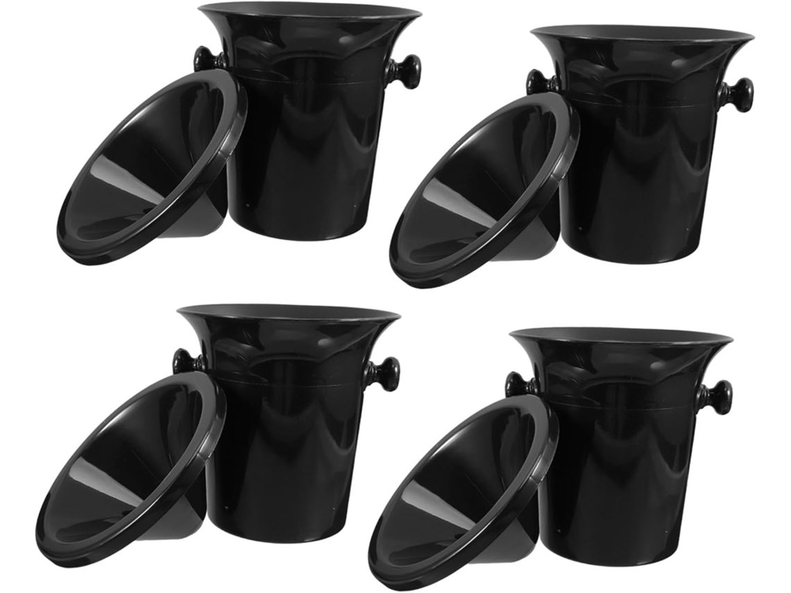 Escupideras De Plástico Para Cata De Vinos, Juego De 4, Negras, Estilo Occidental, Con Doble Orejera.