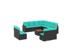Maison Exclusive - Conjunto De Sofá De Jardín De 12 Piezas Con Cojines, De Poliratán Negro