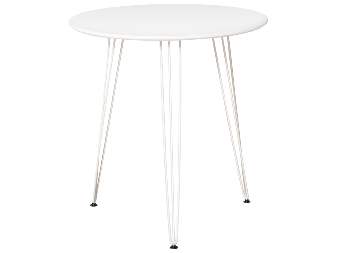 Mesa Redonda De Estilo Nórdico Con Patas Metálicas Tipo Horquilla, Para Cocina/salón, 70 Cm De Diámetro, Color Blanco.