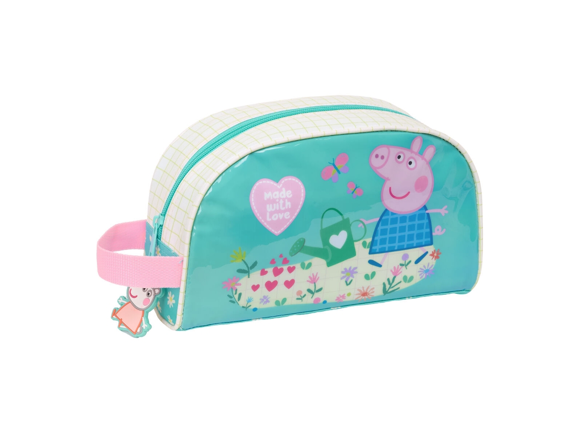 Neceser de viaje con bonitas flores de Peppa Pig (menta)
