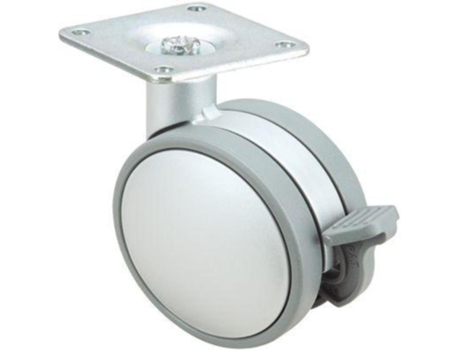 Rueda giratora placa freno 10dkpf75 nylon-plateada ALEX