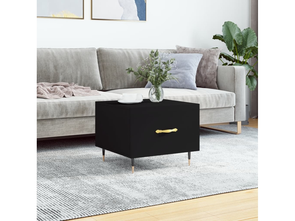 Mesa de centro de 50x50x40 cm, fabricada en madera sintética negra, HARLANV1