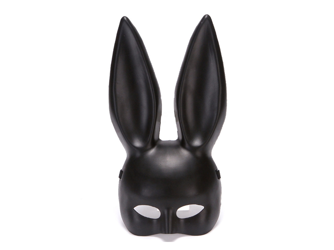 Máscara De Media Cara Con Orejas De Conejo, Pvc Ecológico, Negra, Para Fiestas De Cosplay/mascaradas.