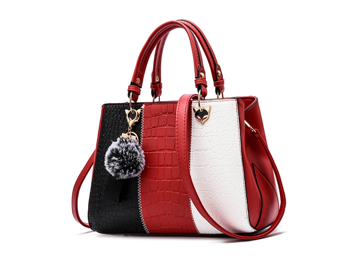 Bolso De Hombro De Piel Sintética Para Mujer Con Bloques De Color, Gran Capacidad Para El Trabajo Y El Uso Diario.