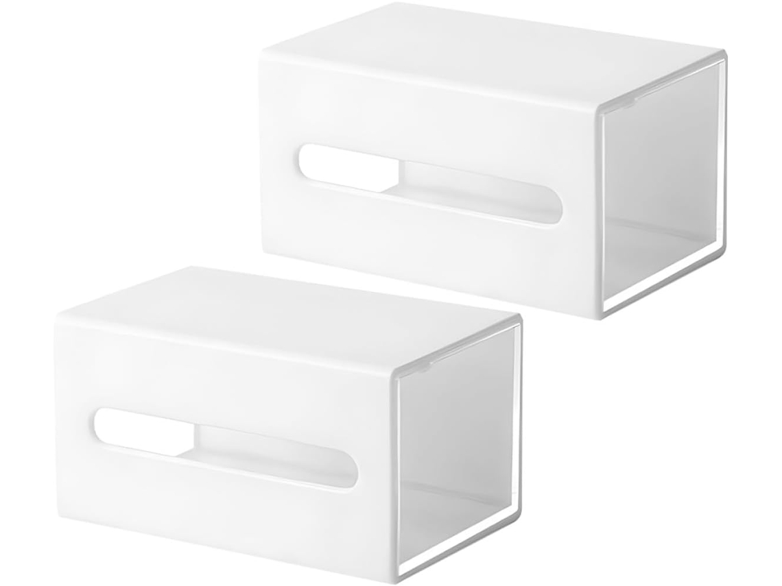 Juego De 2 Cajas De Almacenamiento De Pared De Plástico Blanco Estilo Cajón,
