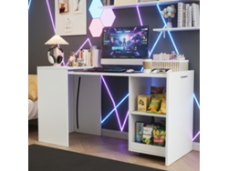 Mesa Multifuncional Plegable 126x55x72,5 Cm - Escritorio Y Armario Con Dos Compartimentos, Alta Resistencia - Blanco