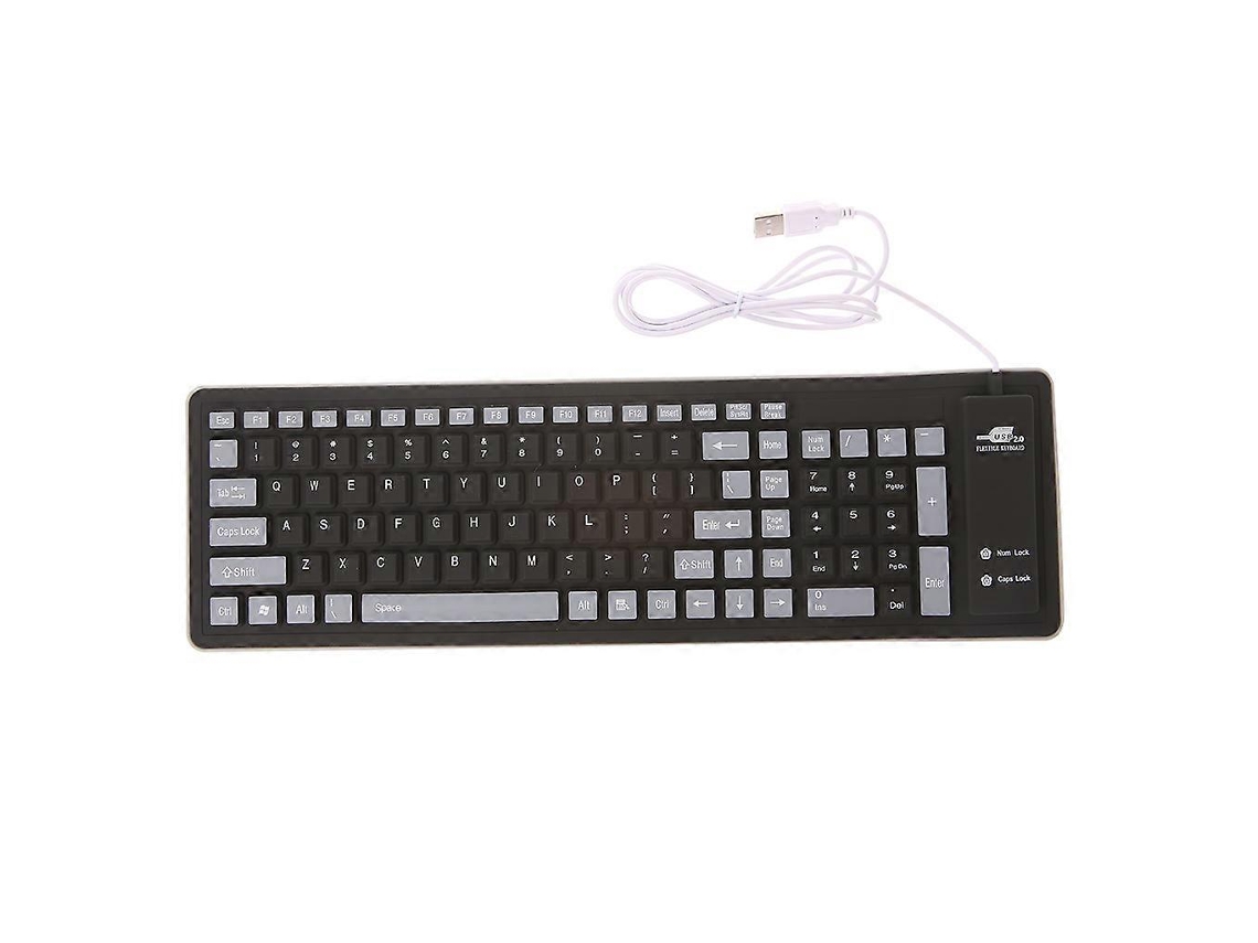 Teclado USB flexible, plegable, resistente al agua, con cable, 103 teclas, de silicona, numérico, para juegos, para PC y portátil Everley891