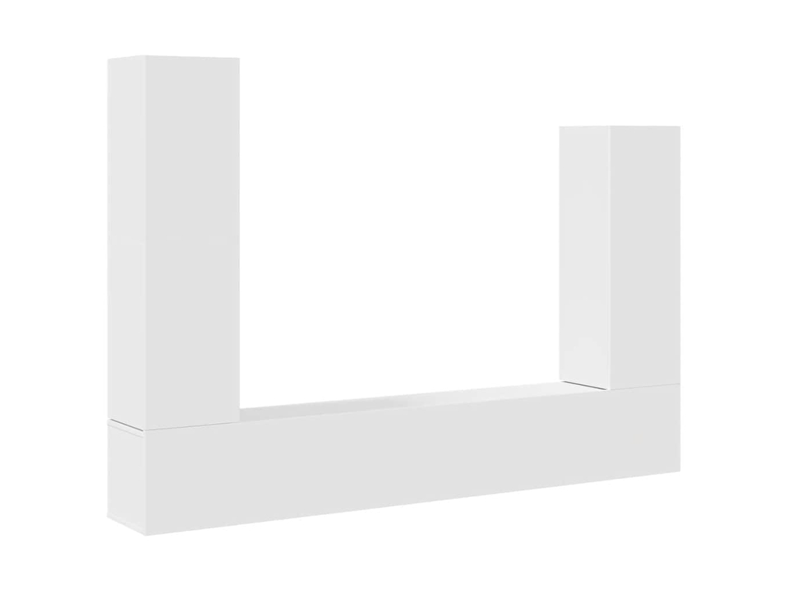 Conjunto de mueble para TV de 4 piezas, madera procesada, blanco, MAISON EXCLUSIVE