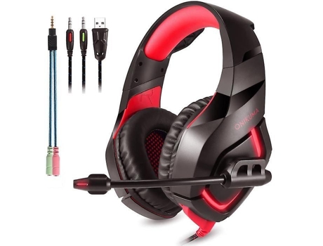 Auriculares estéreo para juegos profesionales para PC, USB retráctil, LED sobre la oreja, BISBISOUS