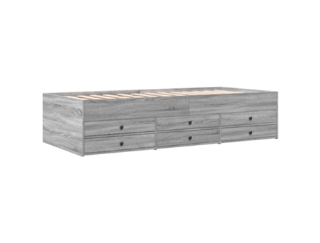 Tumbona con cajones madera ingeniería gris Sonoma VIDAXL (90 x 190 cm)