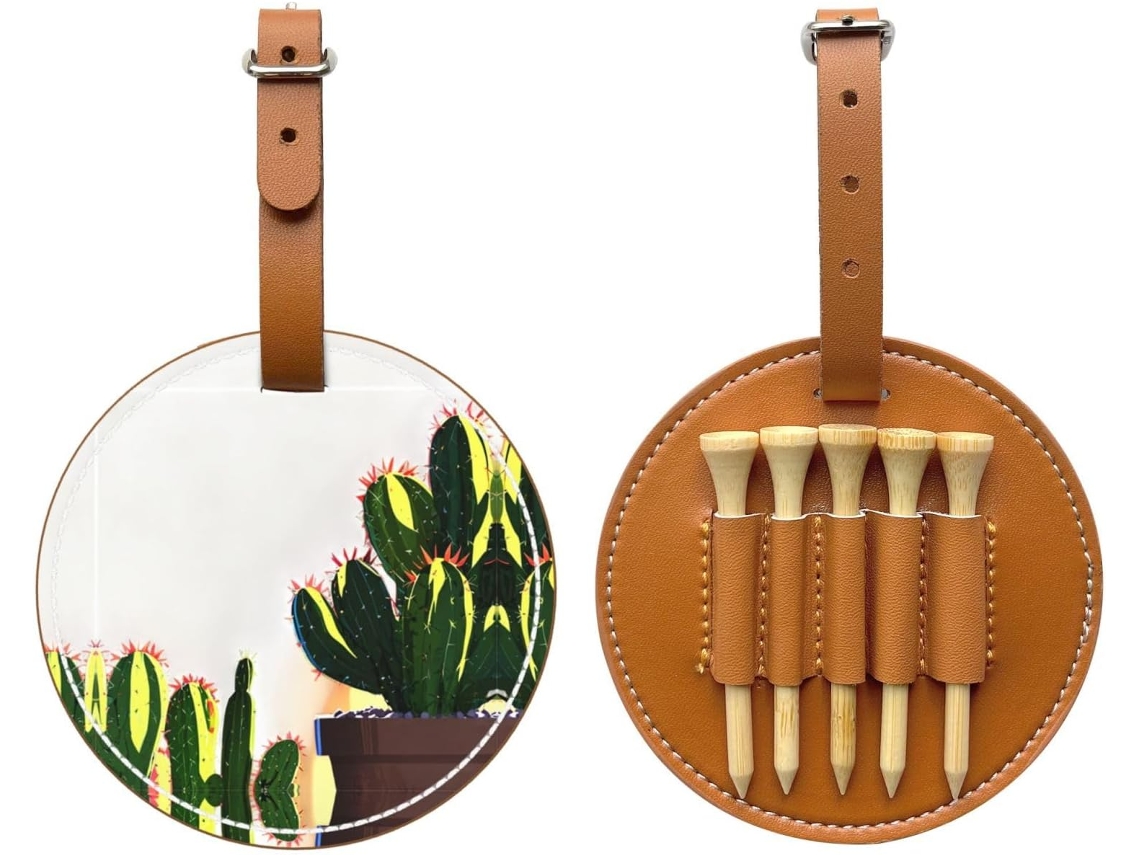 Bolsa de golf negra con forma de jarrón y estampado de cactus: fácil de transportar y más eficiente para jugar.