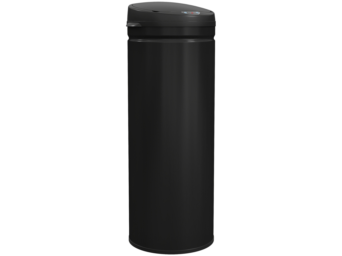 Cubo de basura de 50 litros con sensor de movimiento y cierre suave, de acero inoxidable, para uso higiénico en la cocina.