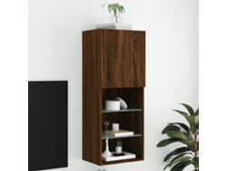 Mueble de TV con luces LED, 40,5 x 30 x 102 cm, roble marrón, DKD HOME DECOR