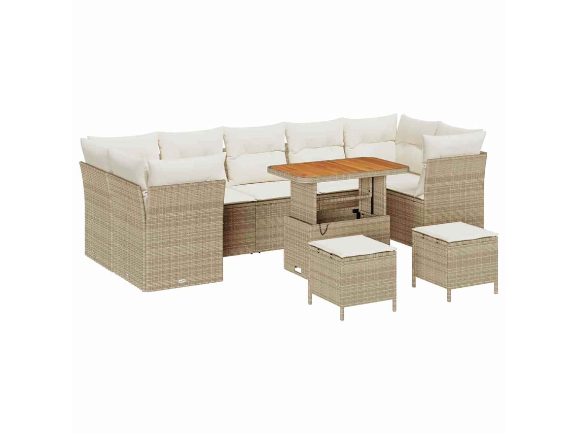 Maison Exclusive - Conjunto De Sofá De Jardín Con Cojín 10 Pcs Beige Y Crema