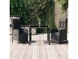 Conjunto de comedor de jardín de 3 piezas DKD Home Decor con cojines de mimbre negros