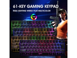 Teclado De Juegos Cableado Hxsj V700 Rgb De 61 Teclas Con Ajuste De Volumen/retroiluminación Plug And Play
