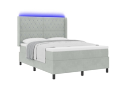 Maison Exclusive - Cama Tipo Box Spring Gris Claro 140 X 190 Cm Terciopelo