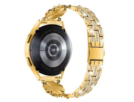 Correa de metal 20mm trébol de diamantes de imitación para Samsung Galaxy Watch4/5 40mm 44mm/Watch 5 Pro 45mm - dorado