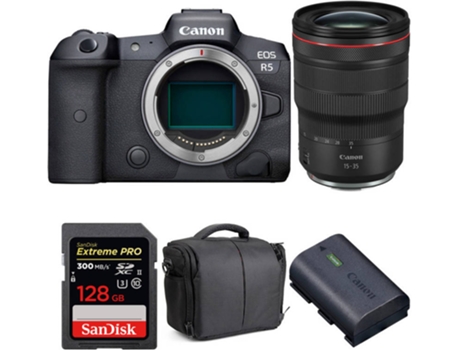 Kit Cámara CANON EOS R5 RF 15-35mm f/2.8L IS USM + SanDisk 128 GB +Batería + Bolsa (Full-Frame)