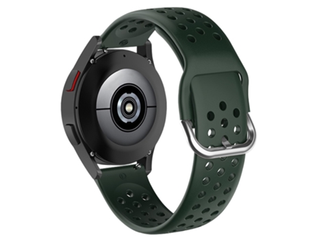 Correa de Silicona 20mm orificios redondos transpirables para Samsung Galaxy Watch4 40mm/44mm - verde oscuro