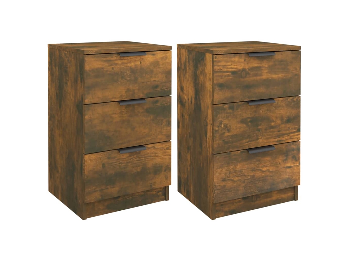 Juego de 2 mesitas de noche, color roble ahumado, MAISON EXCLUSIVE (40x36x65 cm)