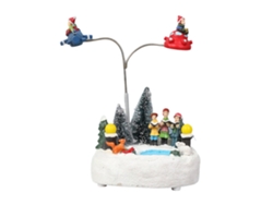 Adorno Navideño Con Luz Led, Caja De Música Giratoria De Resina Para Decoración Festiva.